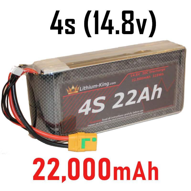 4s 22Ah (22,000mAh) 30C Lithium King Lipo Pack